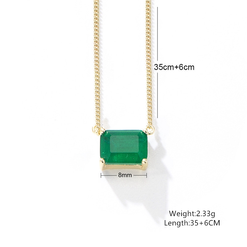 Elegant Green Gemstone Necklace Sterling Silver Pendant With Gold Finish 4