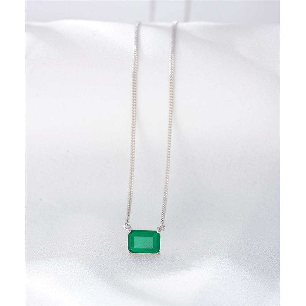 Elegant Green Gemstone Necklace Sterling Silver Pendant With Gold Finish 7
