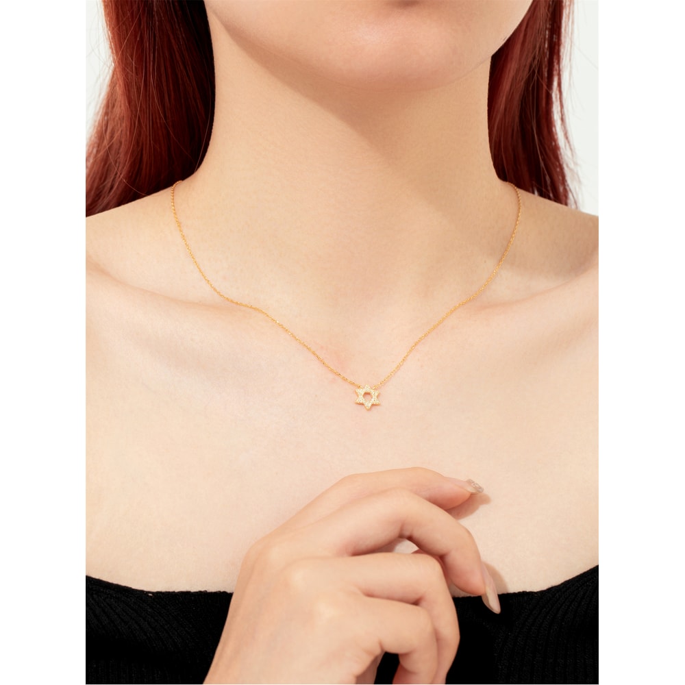 Sterling Silver Star Of David Necklace Elegant Gold Silver Jewish Pendant For Women 3