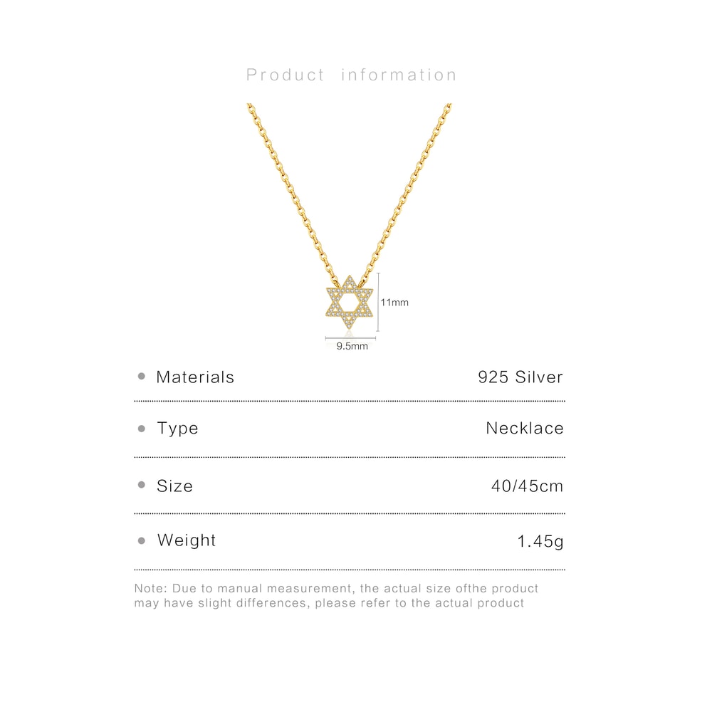 Sterling Silver Star Of David Necklace Elegant Gold Silver Jewish Pendant For Women 4