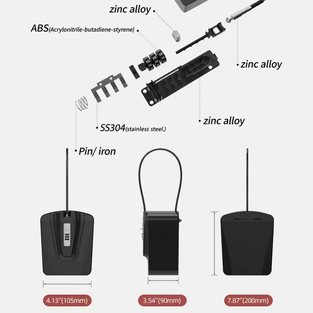 Portable Beach Safe Lock Box With Cable Outdoor Security Storage Case 2