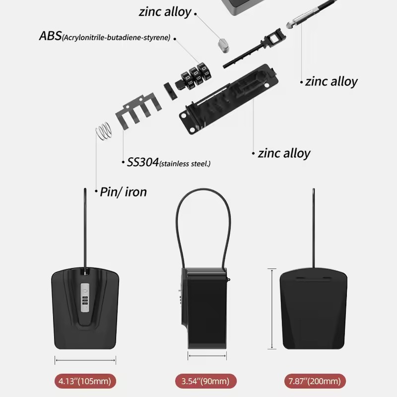 Portable Beach Safe Lock Box With Cable Outdoor Security Storage Case 2