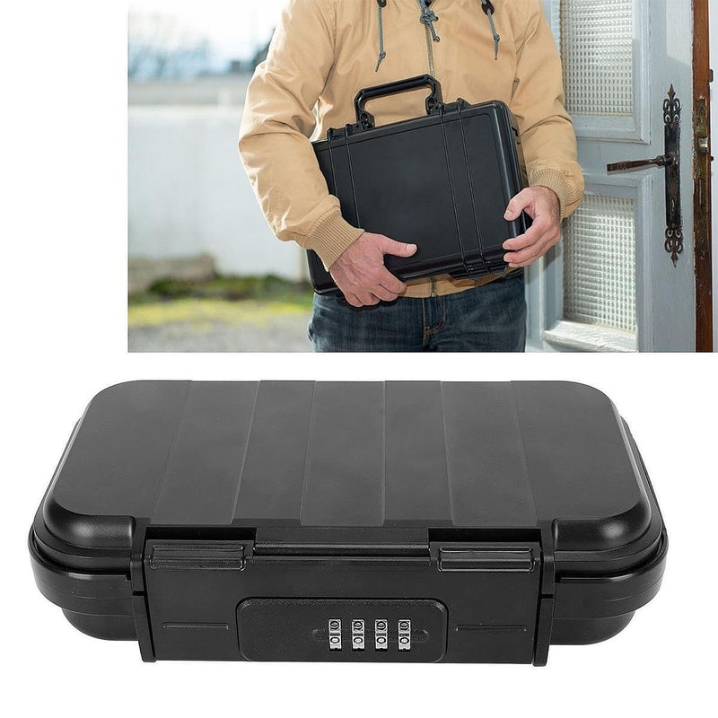 Portable Mini Security Lock Box Waterproof Travel Safe Case For Valuables 1