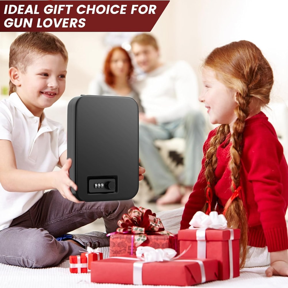 Portable Gun Safe Box With Combination Lock And Security Cable For Travel And Home Protection 5