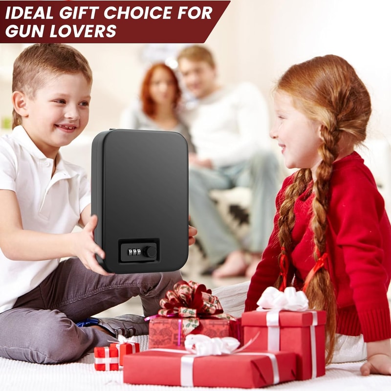 Portable Gun Safe Box With Combination Lock And Security Cable For Travel And Home Protection 5