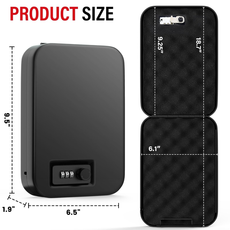 Portable Gun Safe Box With Combination Lock And Security Cable For Travel And Home Protection 6