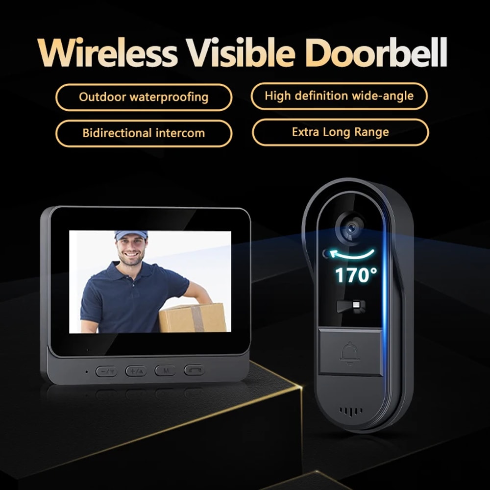 Wireless Video Doorbell Intercom With Screen HD Night Vision Waterproof Camera 2