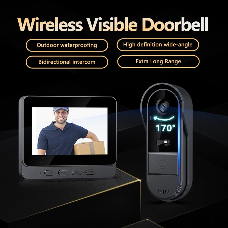 Wireless Video Doorbell Intercom With Screen HD Night Vision Waterproof Camera 2