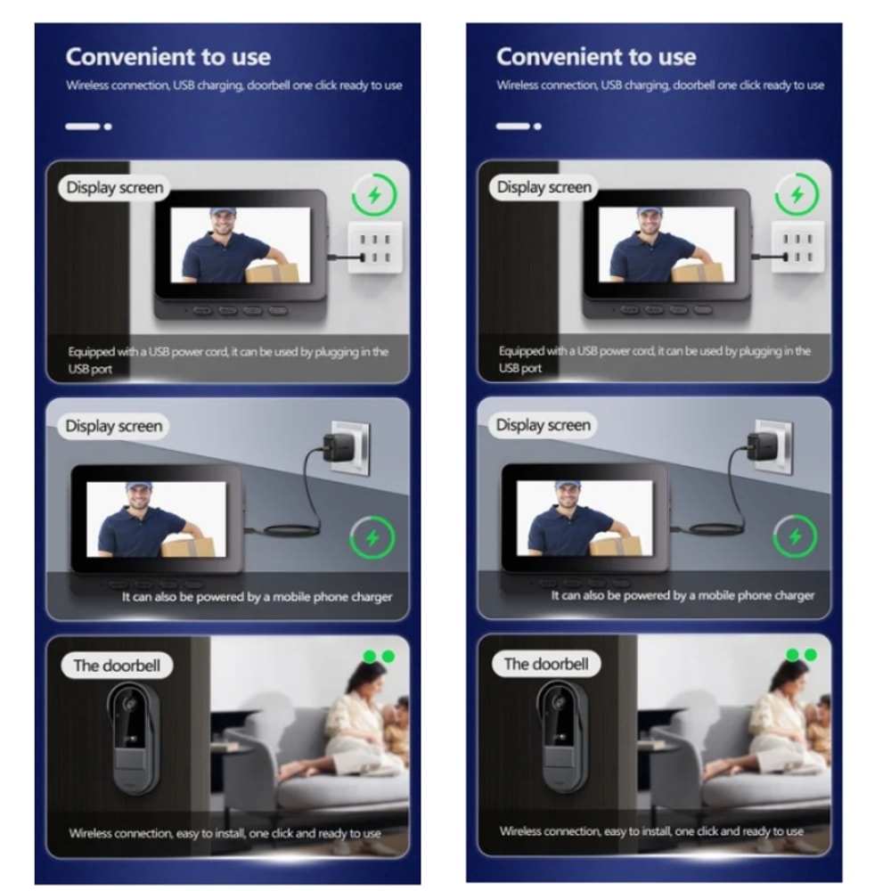 Wireless Video Doorbell Intercom With Screen HD Night Vision Waterproof Camera 6