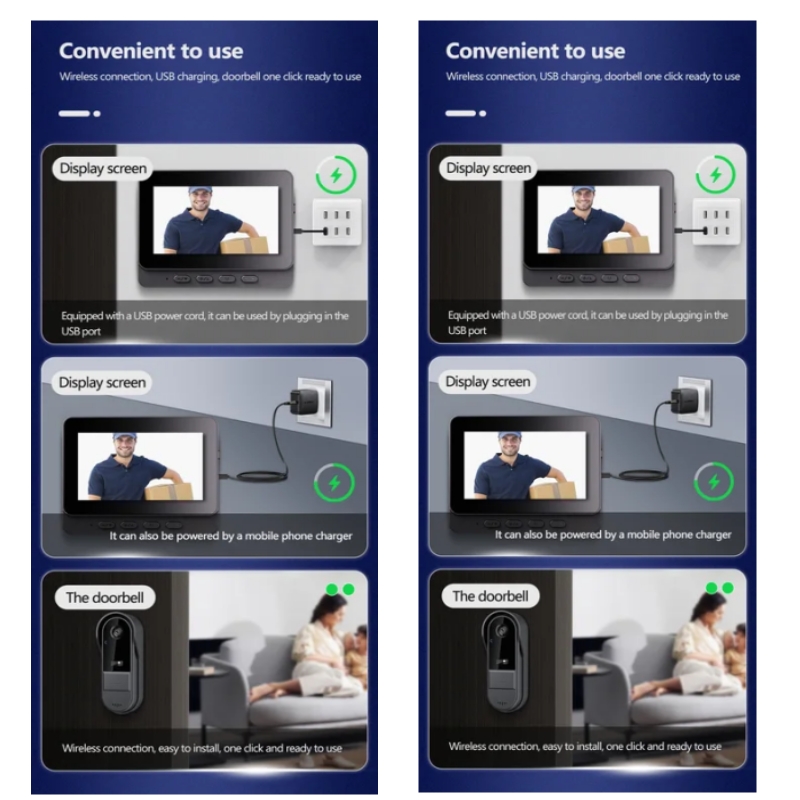 Wireless Video Doorbell Intercom With Screen HD Night Vision Waterproof Camera 6