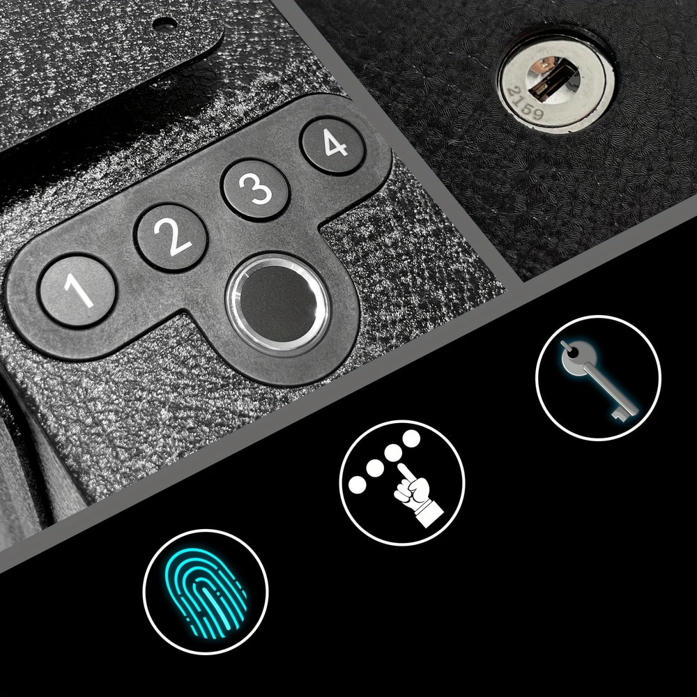 Biometric Handgun Safe with Auto Sliding Door for Nightstand, Desk & Truck