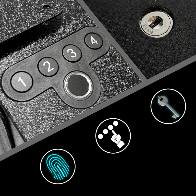 Biometric Handgun Safe with Auto Sliding Door for Nightstand, Desk & Truck