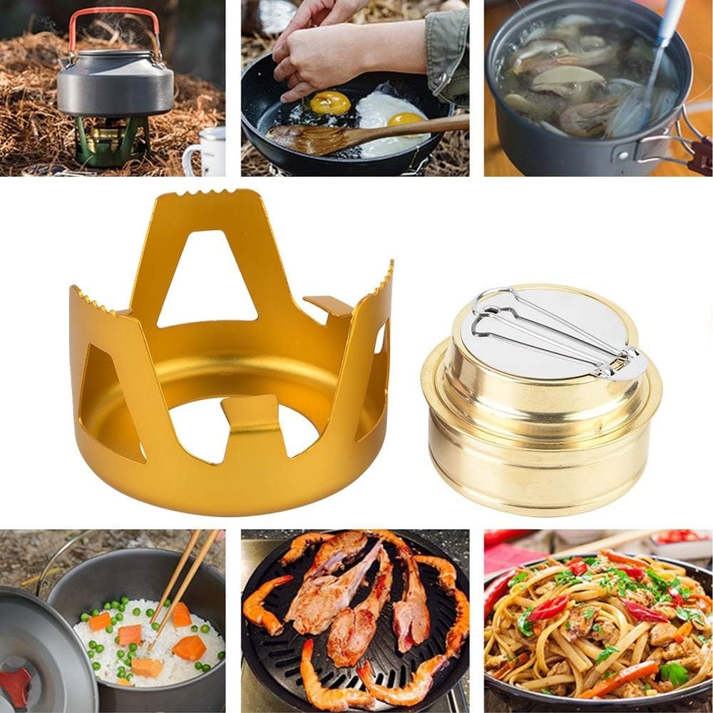 Ultralight Portable Camping Stove Alcohol Burner With Pot Stand For Outdoor Cooking 4