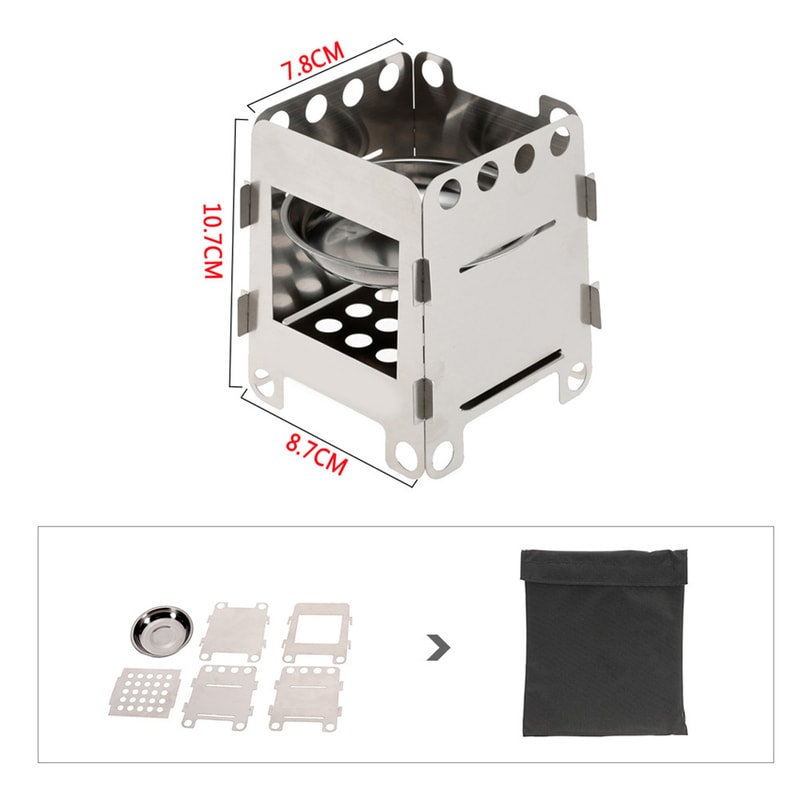 Lixada Portable Wood Burning Camping Stove Stainless Steel Folding Backpacking Stove