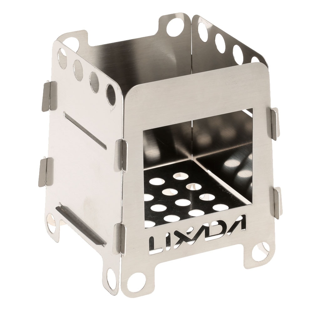 Lixada Portable Wood Burning Camping Stove Stainless Steel Folding Backpacking Stove