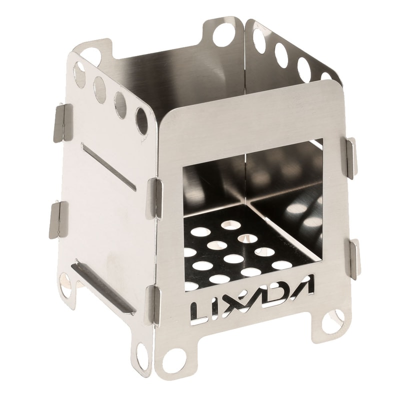 Lixada Portable Wood Burning Camping Stove Stainless Steel Folding Backpacking Stove