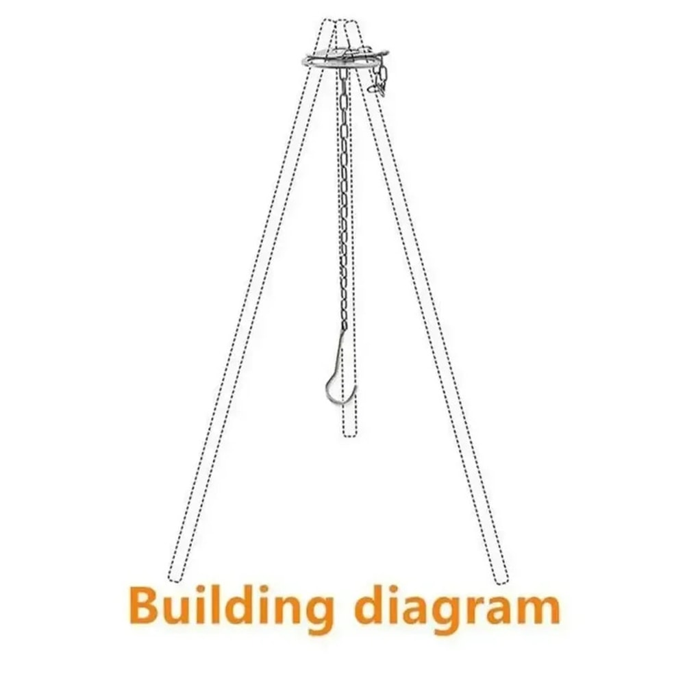 Portable Camping Tripod Hook Kit For Campfire Cooking Adjustable Stainless Steel Hanging Pot Rack 5