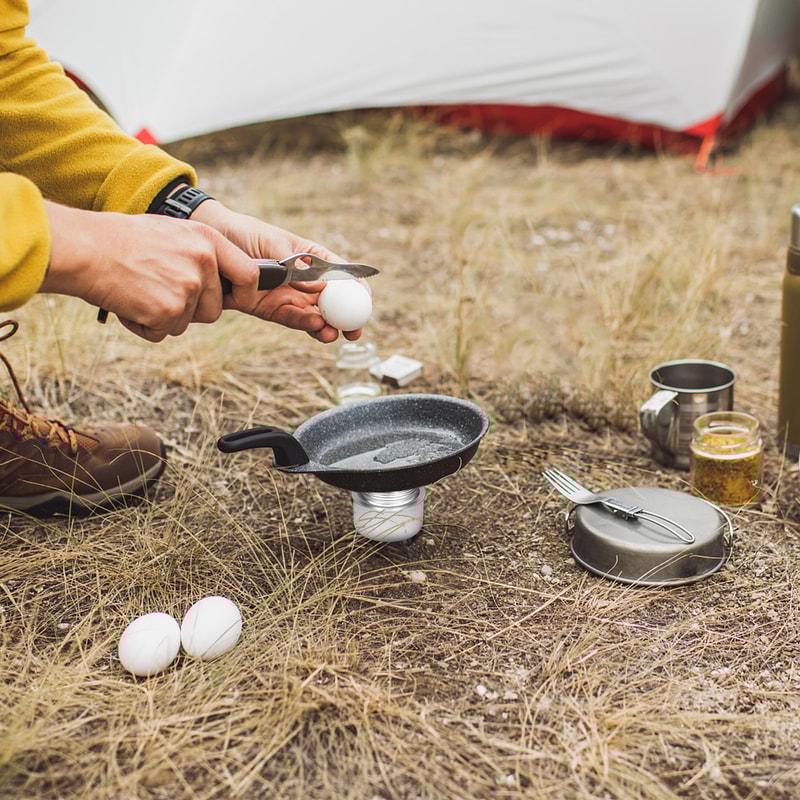 Ultra Light Alcohol Camping Stove With Windscreen Portable Mini Backpacking Cooking Set 5