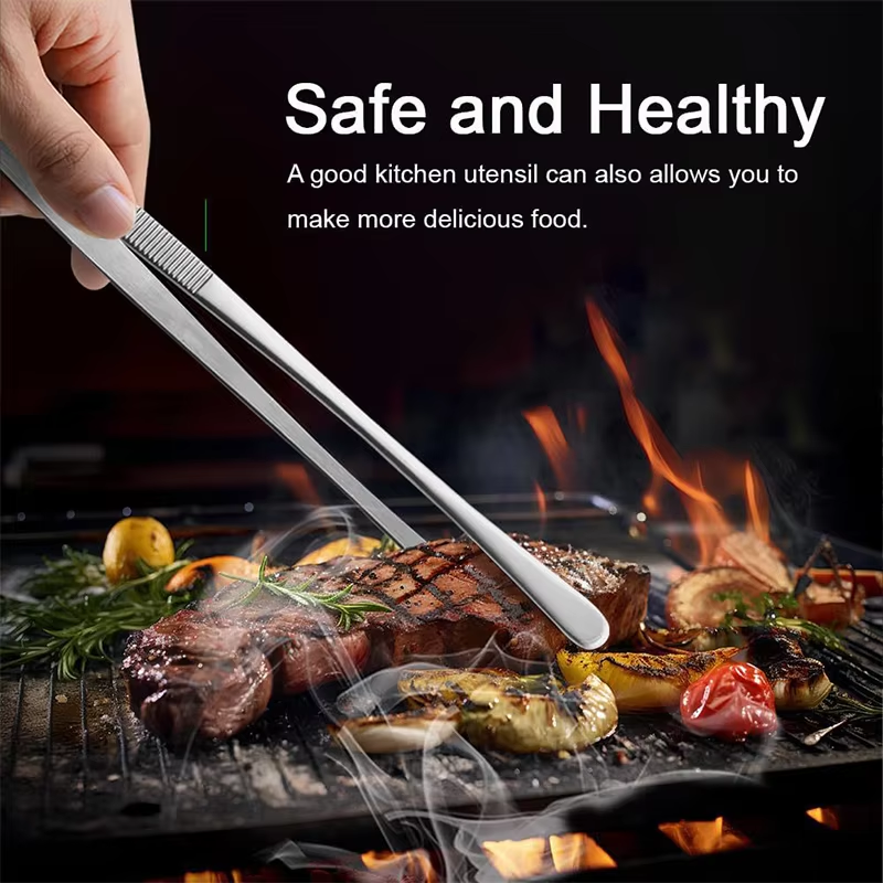 Heavy Duty Stainless Steel BBQ Cooking Tweezers Precision Grilling Tool 3