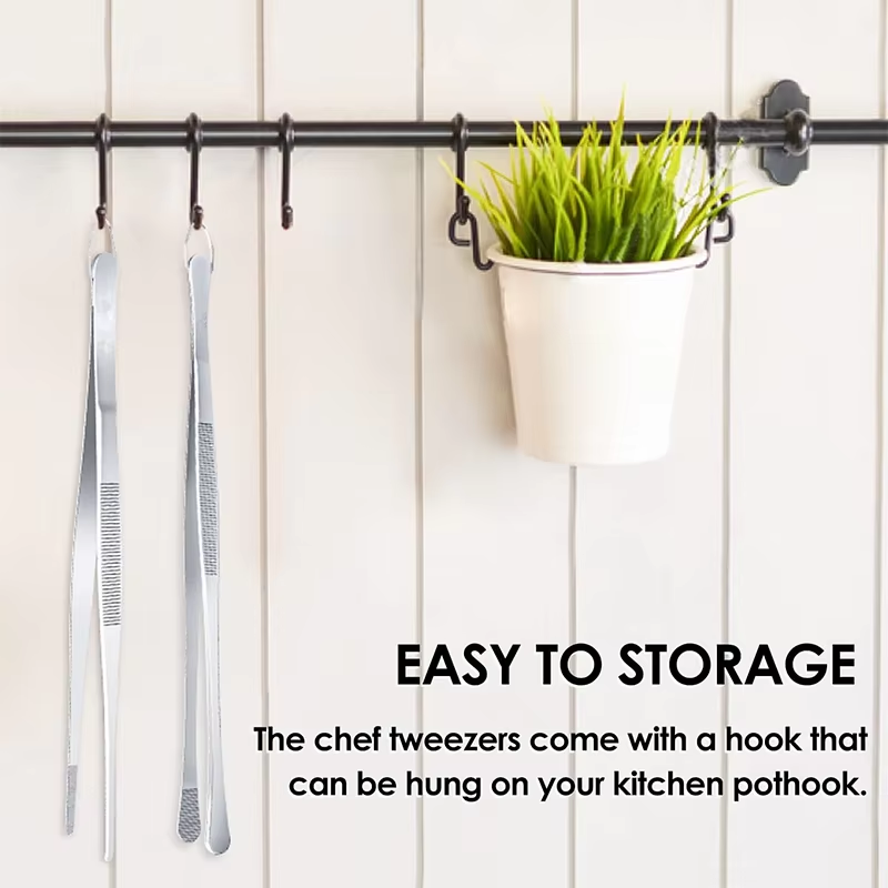 Heavy Duty Stainless Steel BBQ Cooking Tweezers Precision Grilling Tool 4