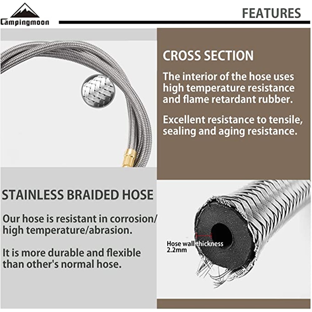 Stainless Steel Gas Extension Tube High Pressure Camping Stove Hose For Outdoor Cooking 3