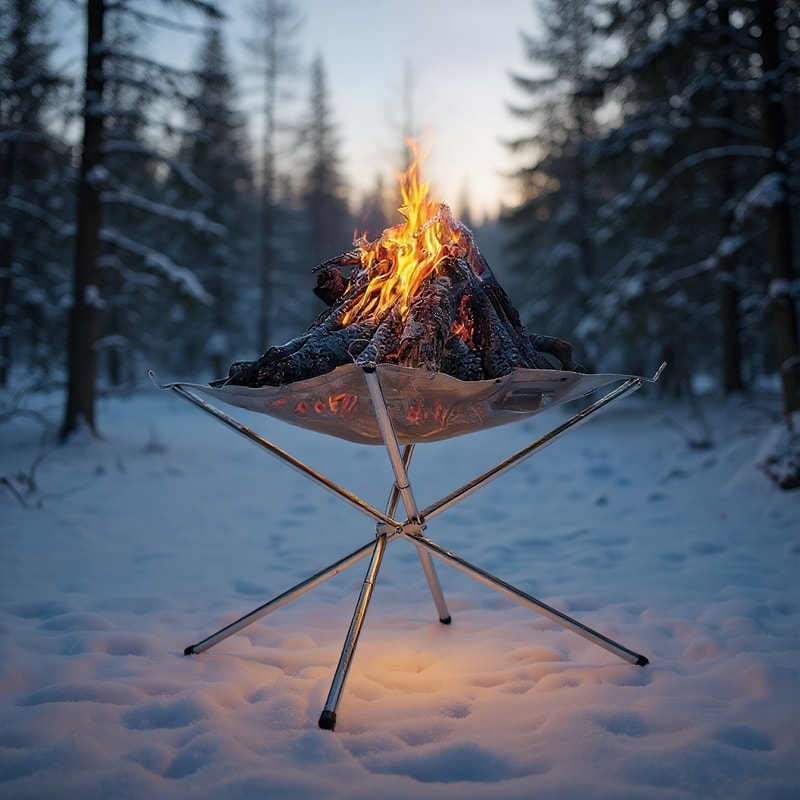 Portable Collapsible Fire Pit Steel Mesh Camping Fire Stand 0