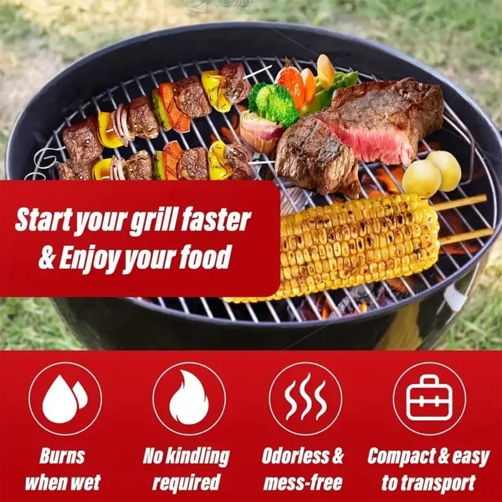 Natural Fire Starter Sticks For Fireplace BBQ Easy Lighting Wax Wood Kindling 4