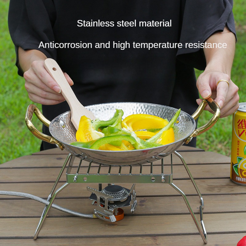 Portable Camping Stove Stand Foldable BBQ Grill Rack Stainless Steel Outdoor Cookware Support 2
