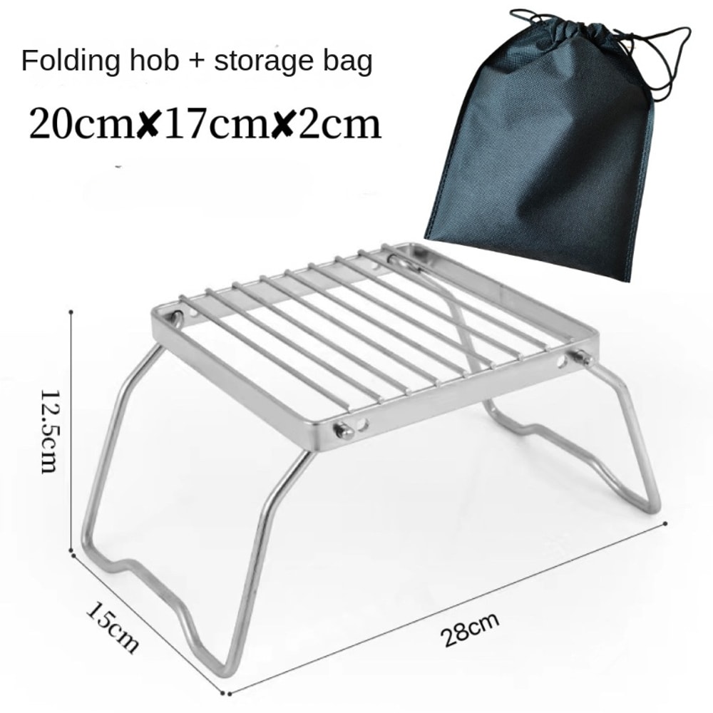 Portable Camping Stove Stand Foldable BBQ Grill Rack Stainless Steel Outdoor Cookware Support 5