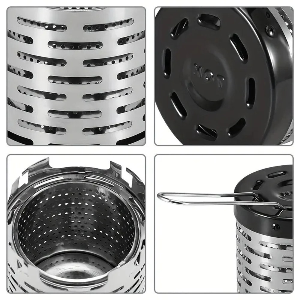 Portable Camping Stove Heater Cover Stainless Steel Hand Warmer For Outdoor Winter Use 3