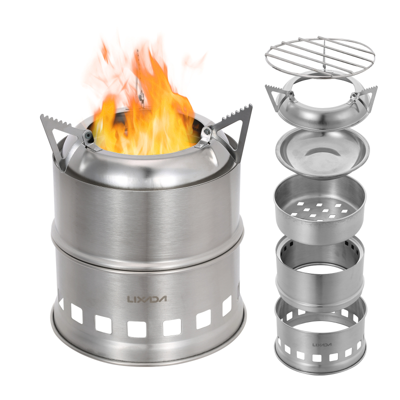 Stainless Steel Camping Stove With Grill Multi Fuel Backpacking Cooking Stove 0