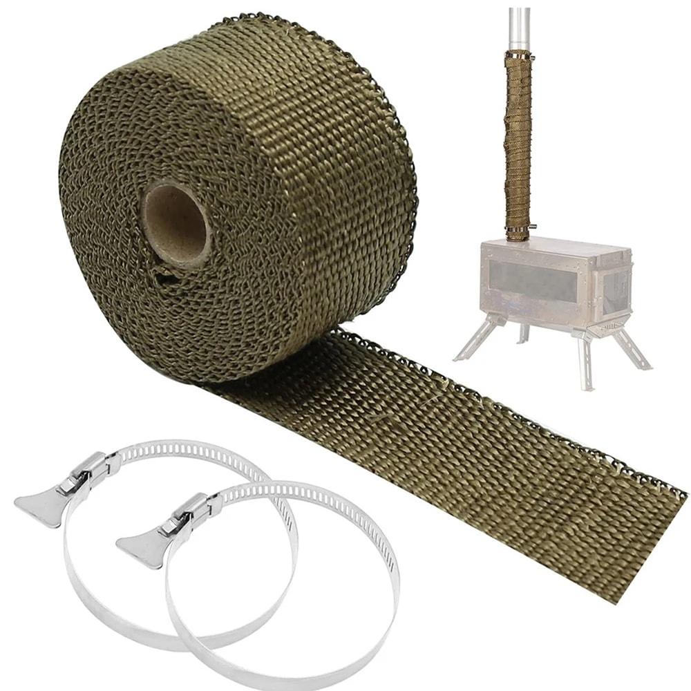 Fireproof Tent Stove Chimney Wrap With Adjustable Clamps Heat Resistant Stove Pipe Insulation 0