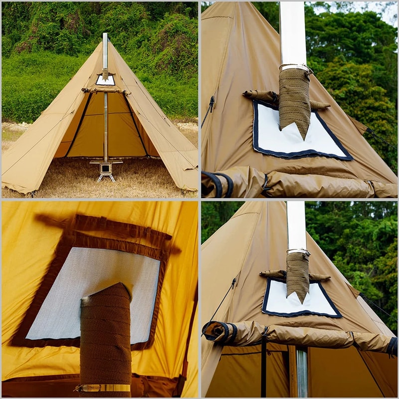 Fireproof Tent Stove Chimney Wrap With Adjustable Clamps Heat Resistant Stove Pipe Insulation 3