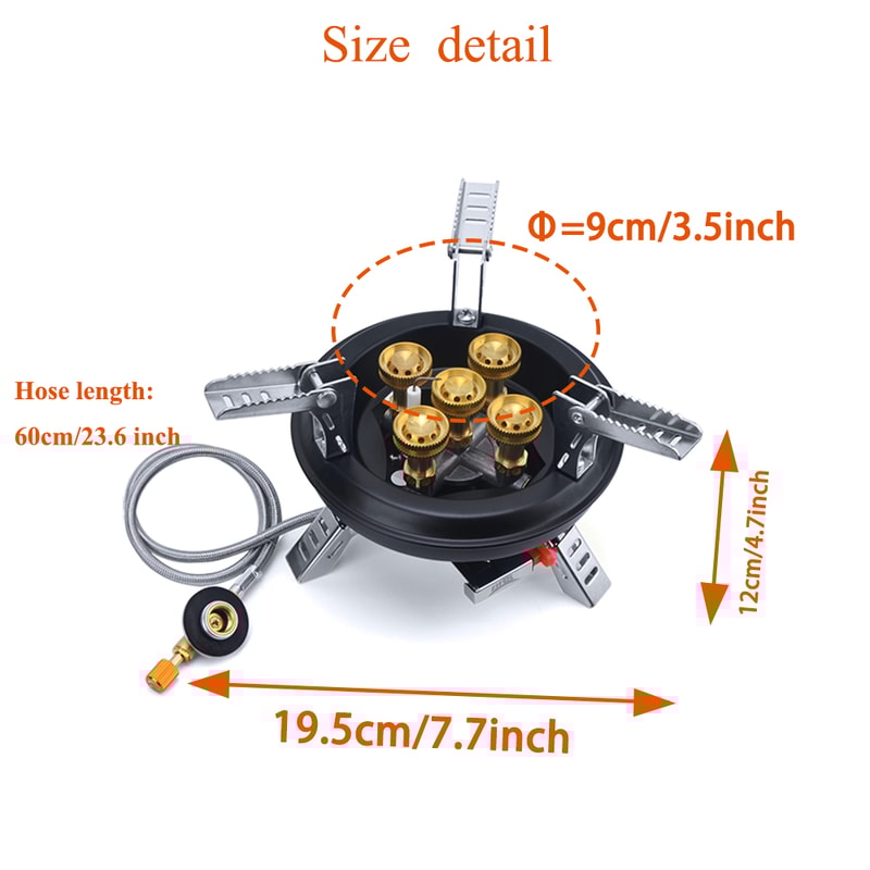 High Pressure Camping Gas Stove Portable Hiking Burner With Windshield Piezo Ignition 4
