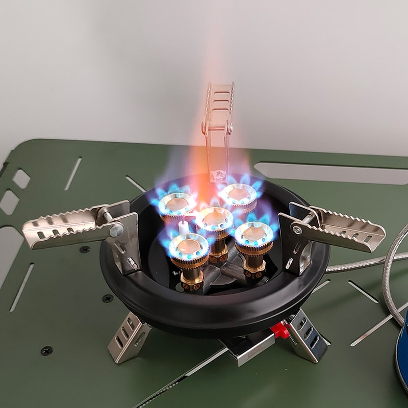 High Pressure Camping Gas Stove Portable Hiking Burner With Windshield Piezo Ignition 2