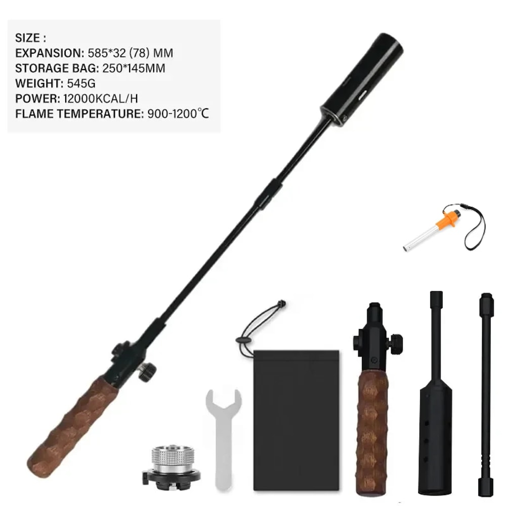 Portable Gas Torch Burner With Wood Handle High Power Flame For Camping Cooking Torch And BBQ 4