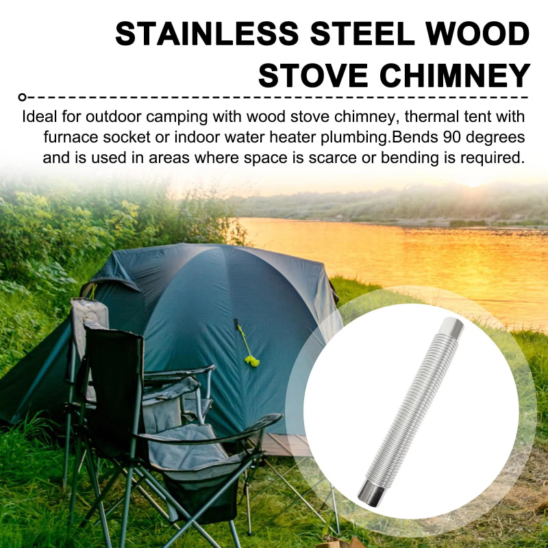 Adjustable Stainless Steel High Temperature Ventilation Duct For Camping Stove Exhaust Pipe 2