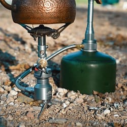 portable camping stove splitter adapter with tripod support for camping gas stove adapter & dual burner use