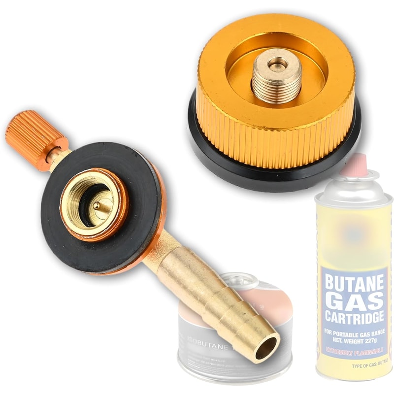 Camping Stove Adapter Kit with Converter & Butane Canister Refill Valve