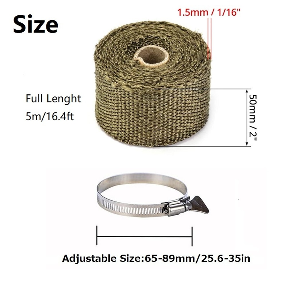 High Temp Stove Pipe Heat Shield Wrap With Clamps Fiberglass Fireproof Tape Protector 2