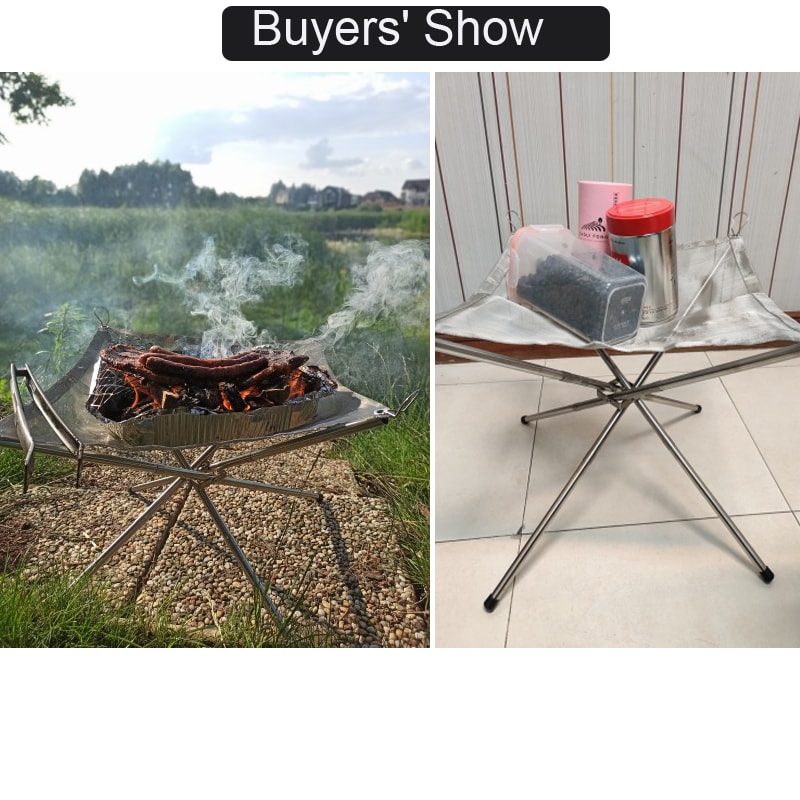 Portable Folding Fire Pit For Camping Stainless Steel Mesh Fire Stand 5