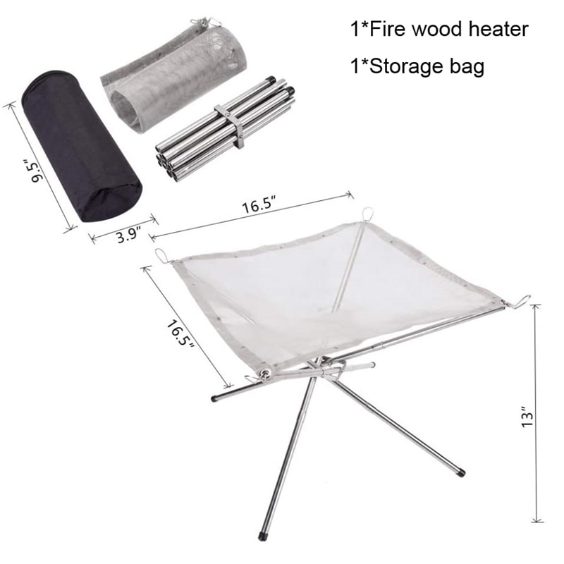 Portable Folding Fire Pit For Camping Stainless Steel Mesh Fire Stand 6