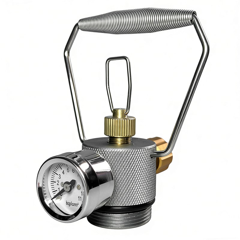 Stainless Steel Gas Cylinder Connector with Pressure Gauge Durable Propane Tank Adapter Valve