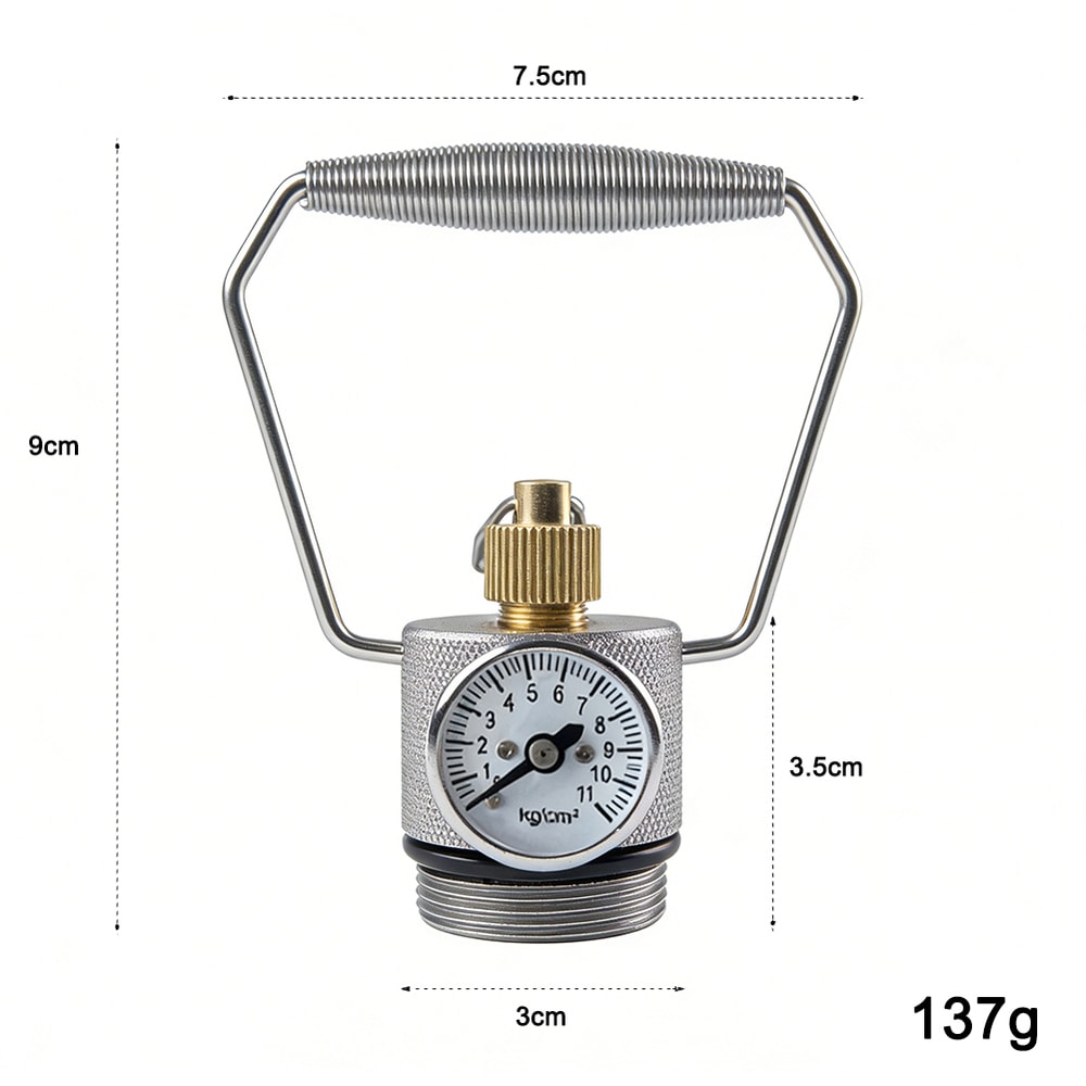 Stainless Steel Gas Cylinder Connector with Pressure Gauge Durable Propane Tank Adapter Valve