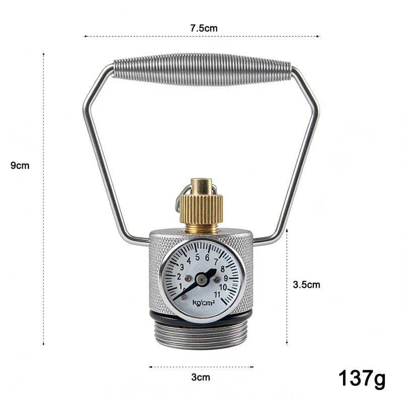 Stainless Steel Gas Cylinder Connector with Pressure Gauge Durable Propane Tank Adapter Valve