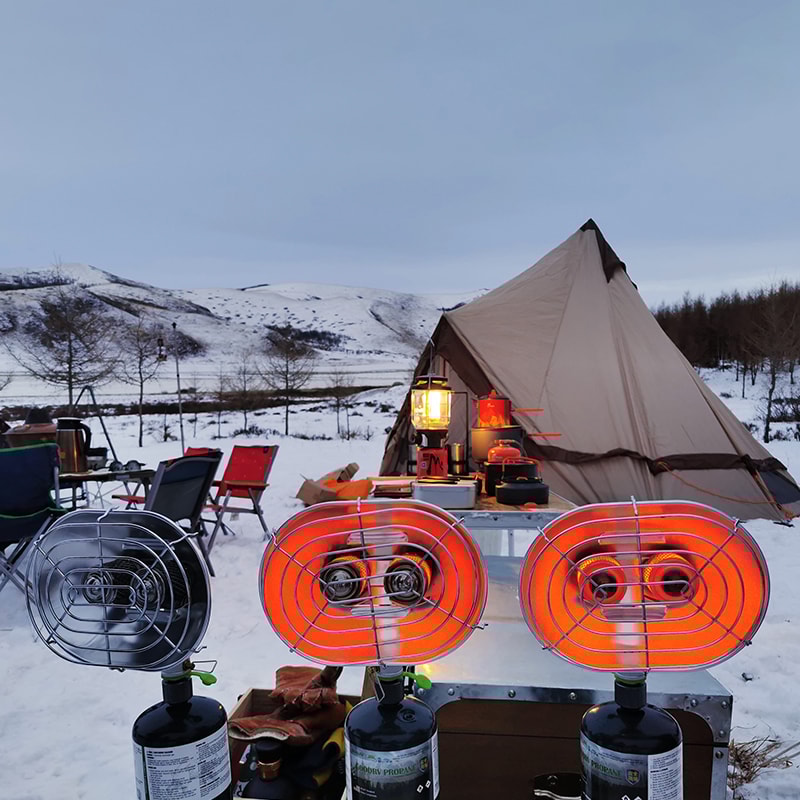 Portable Camping Heater Double Head Infrared Gas Stove For Outdoor Warmth 4