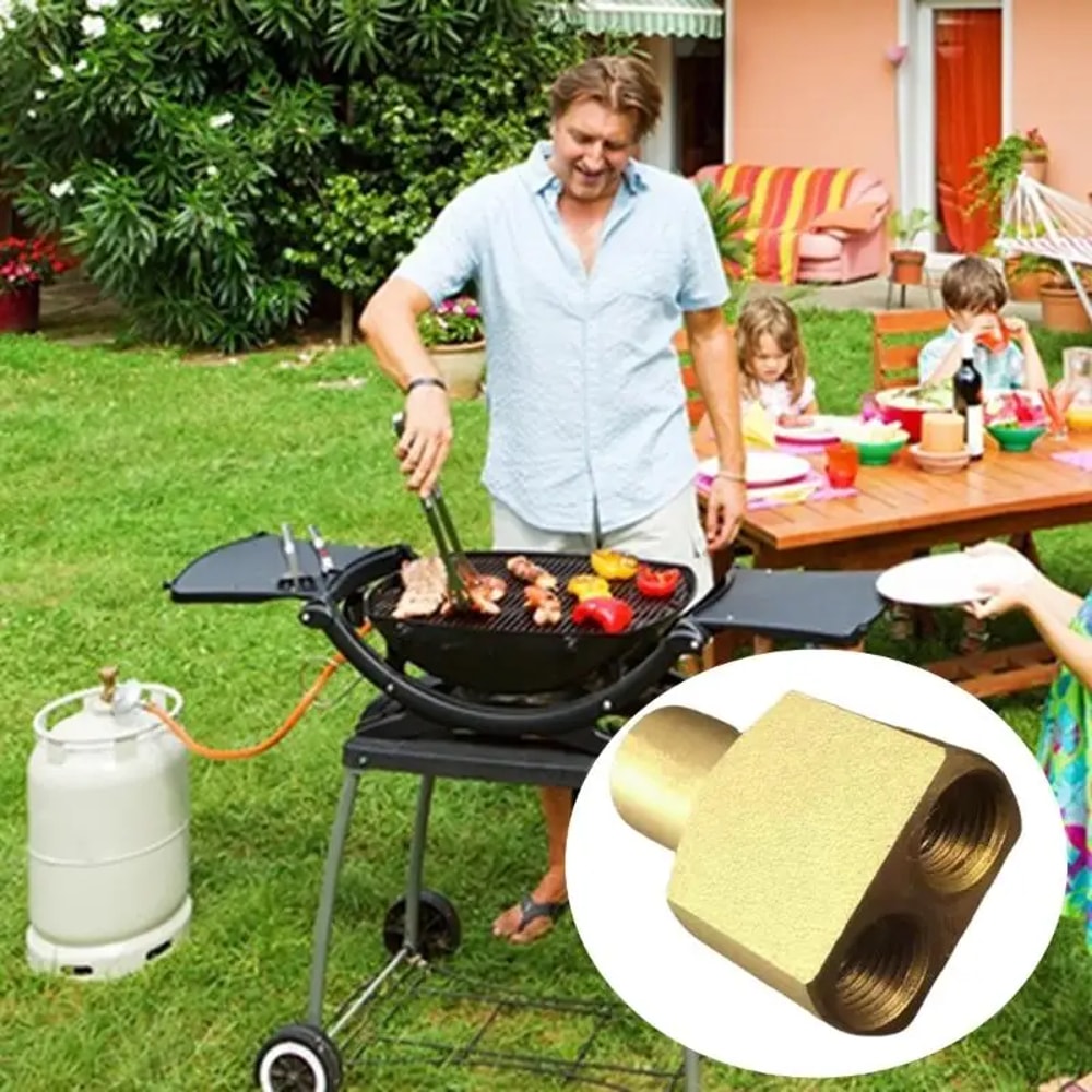 Outdoor Gas Tank Splitter Adapter Double Stove Copper Connector For Camping BBQ 4