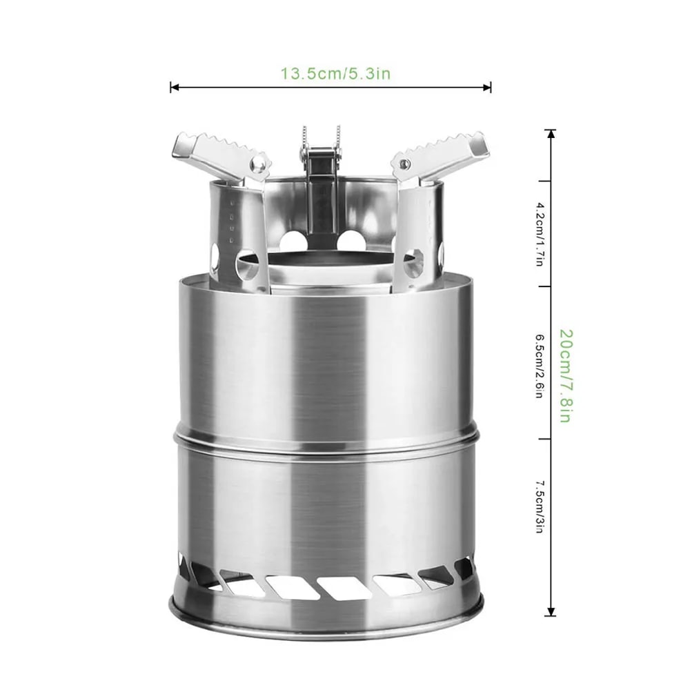 Portable Wood Burning Camping Stove Lightweight Stainless Steel Backpacking Cooker 2