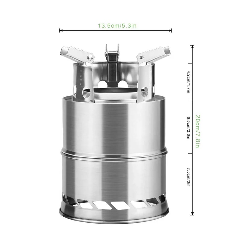 Portable Wood Burning Camping Stove Lightweight Stainless Steel Backpacking Cooker 2