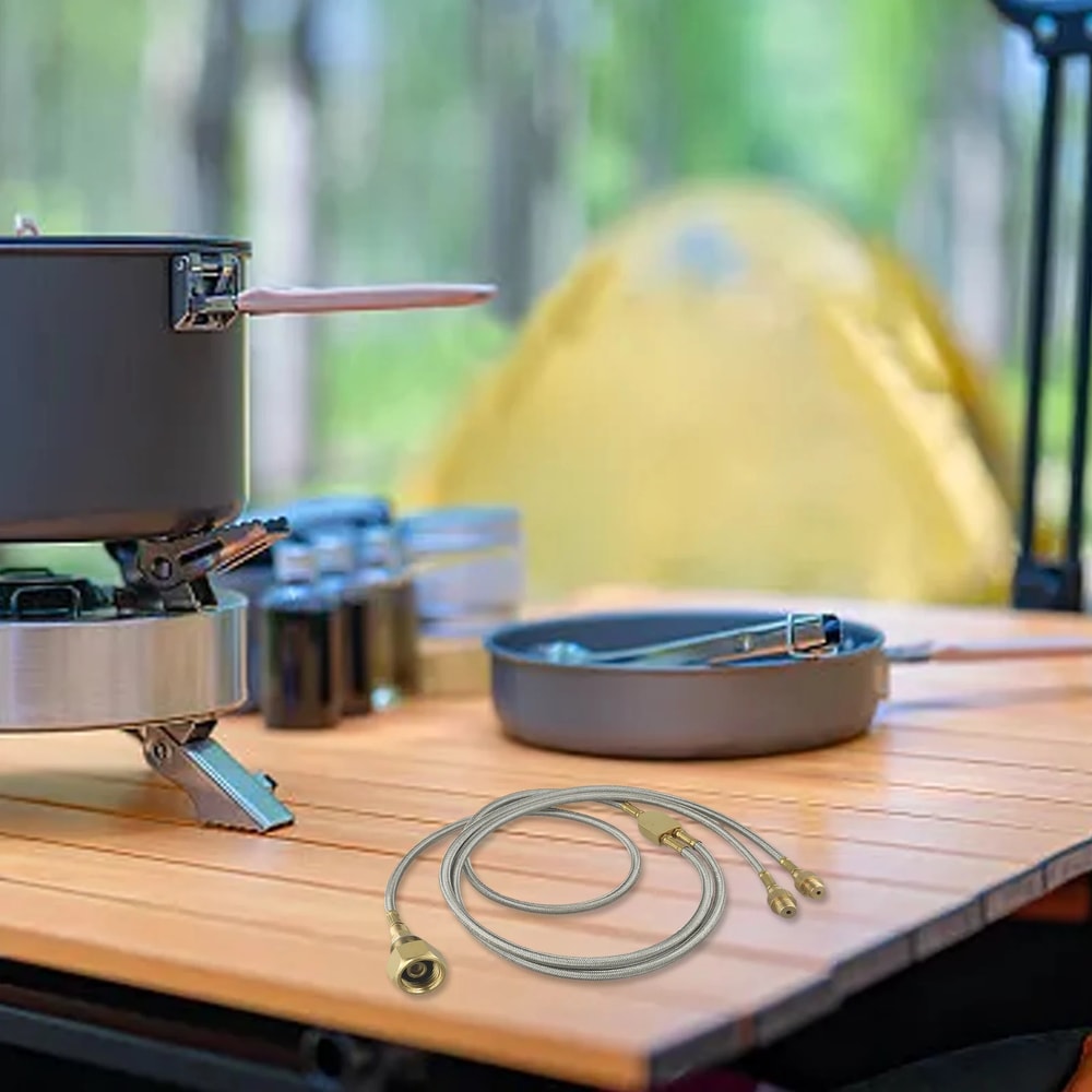 Portable Brass Camping Stove Gas Connector Hose For Dual Burner Setup 1